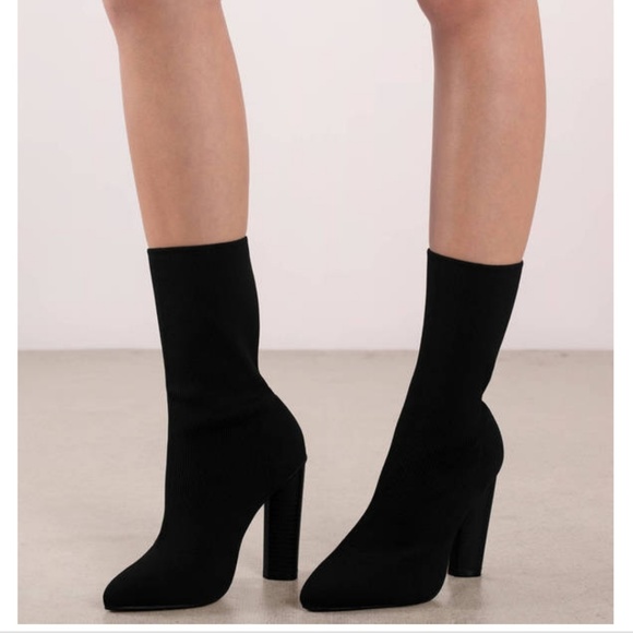Tobi Shoes - Black Sock Ankle Boots